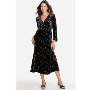 Johnny Was Black Velvet Stardust Kimono Wrap Dress